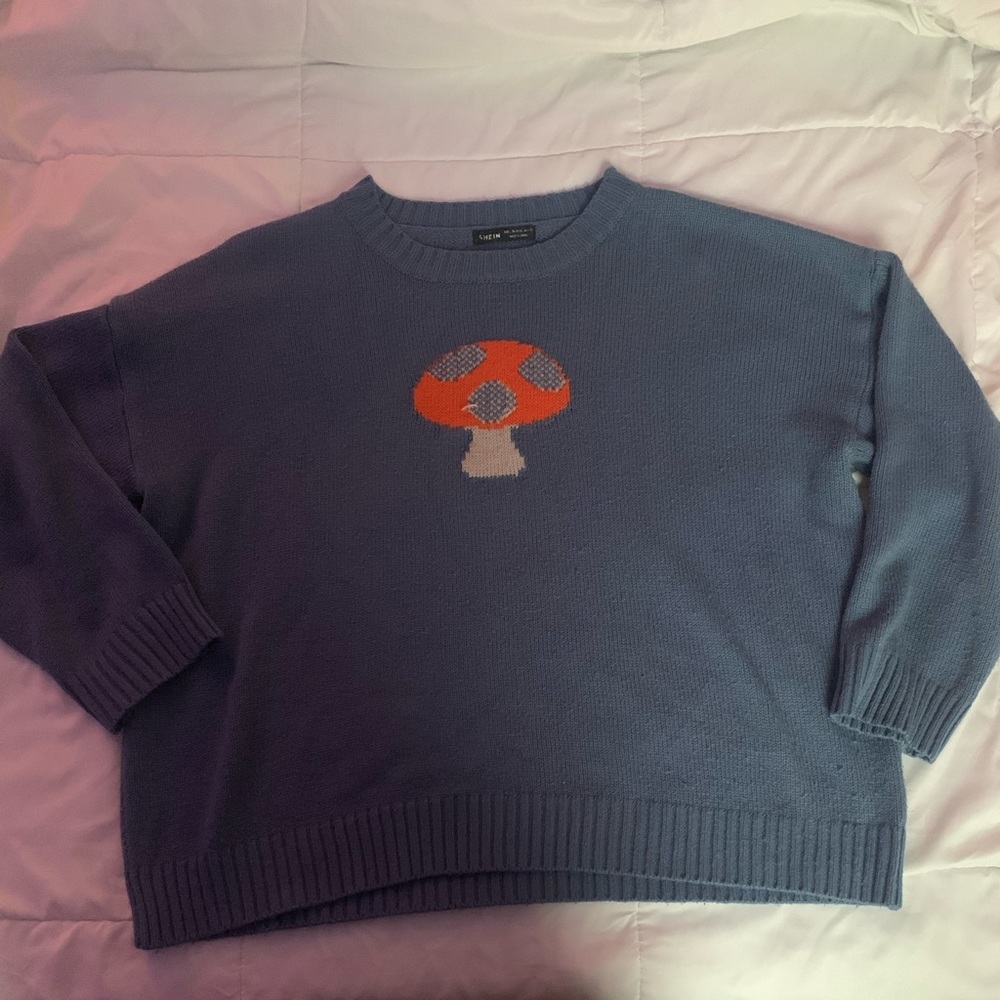 Blue oversized mushroom cotton sweater